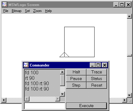 figura 3  nb.: nel commander non si legge la quarta istruzione fd 100 rd 90